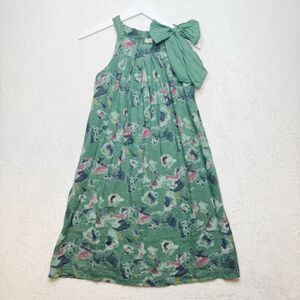 BELLA UMBRA 100% Linen Halter Floral Sundress Bow Green Made In Italy Sz XS